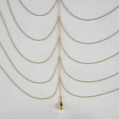 Where Have You Been? Women's Draping Gold Chains Breast Chain with Pendant