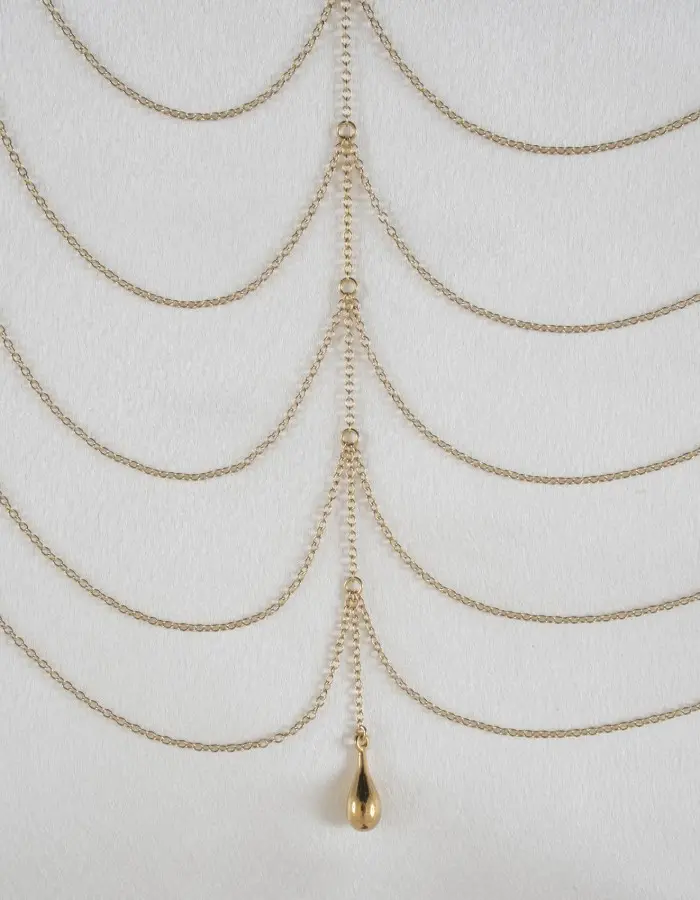 Where Have You Been? Women's Draping Gold Chains Breast Chain with Pendant