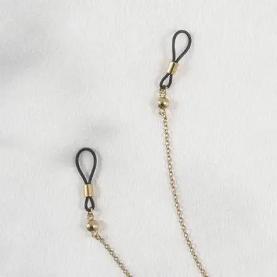 Why's It So Hard? - Women's Triple Necklace Chain with Bow and Non-Piercing Nipple Pendant Nipple Rings in Gold