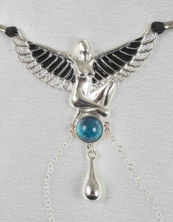 Winged Aset - Silver Vaginal Jewelry with Egyptian Goddess Charm