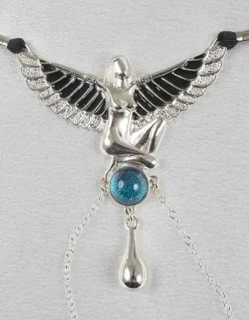 Winged Aset - Silver Vaginal Jewelry with Egyptian Goddess Charm