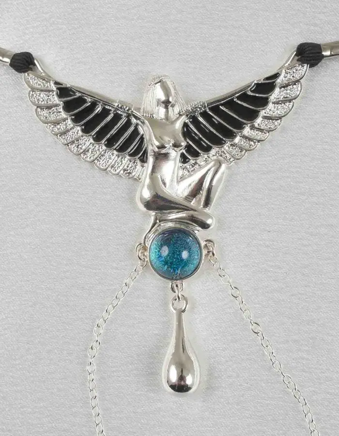Winged Aset - Silver Vaginal Jewelry with Egyptian Goddess Charm