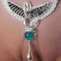 Winged Aset - Silver Vaginal Jewelry with Egyptian Goddess Charm