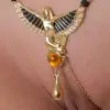 Winged Isis - Gold Vaginal Jewelry with Egyptian Goddess Charm