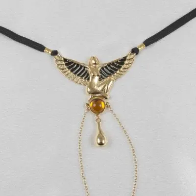 Winged Isis - Gold Vaginal Jewelry with Egyptian Goddess Charm