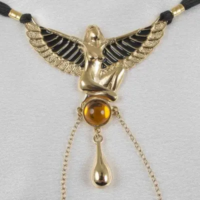 Winged Isis - Gold Vaginal Jewelry with Egyptian Goddess Charm