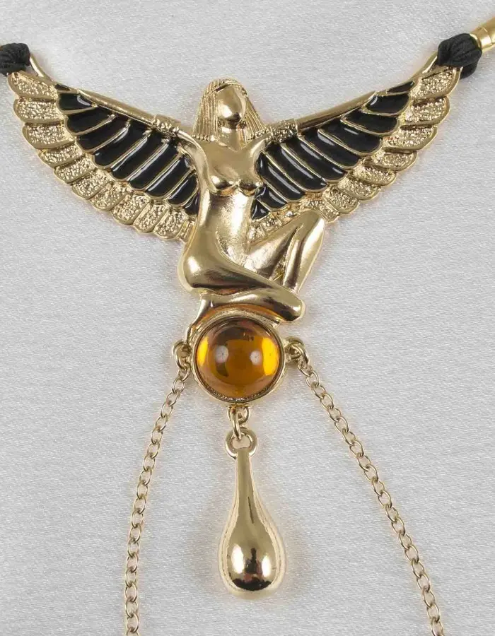 Winged Isis - Gold Vaginal Jewelry with Egyptian Goddess Charm