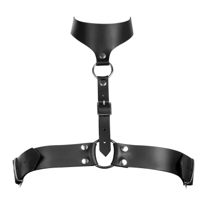 Women's Leather Chest Harness with Collar