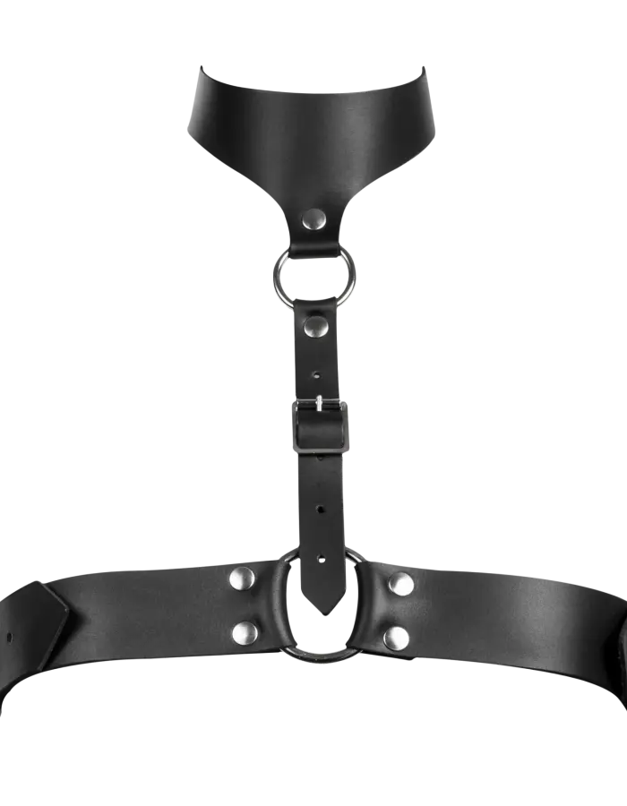 Women's Leather Chest Harness with Collar