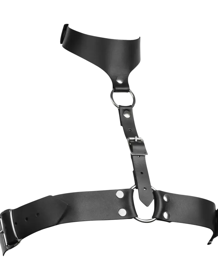 Women's Leather Chest Harness with Collar