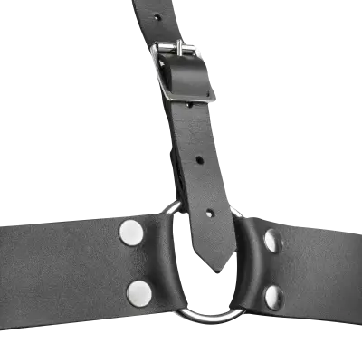 Women's Leather Chest Harness with Collar
