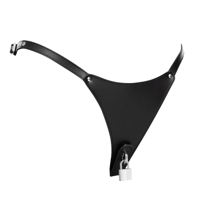 Damen Leder Keuschheits-G-String mit Schloss