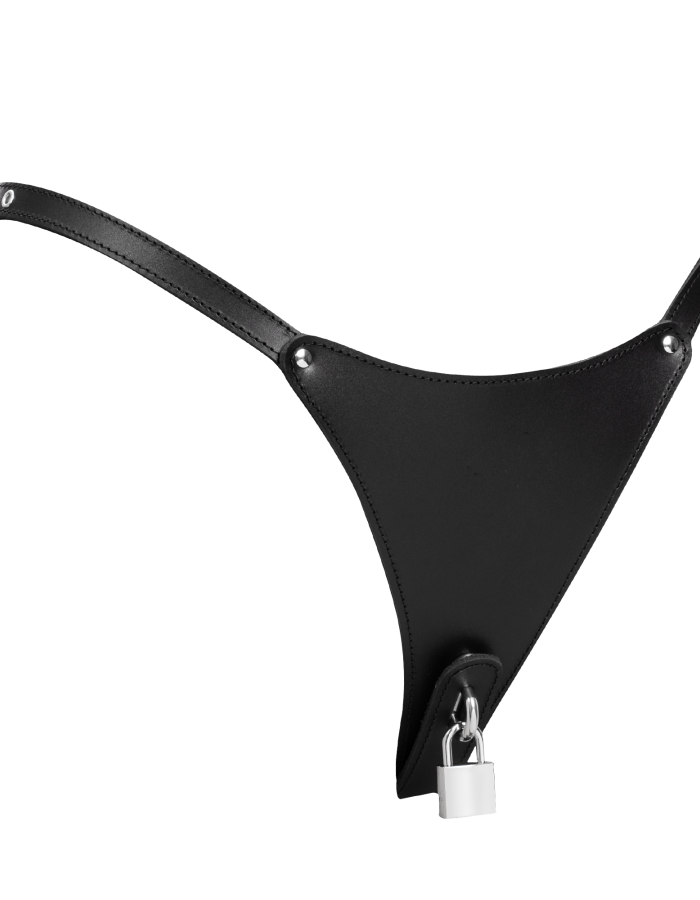 Damen Leder Keuschheits-G-String mit Schloss