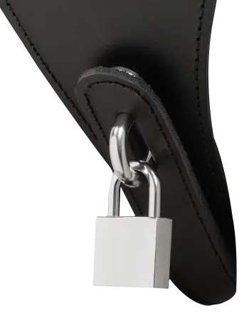 Women's Leather Lockable Chastity G-String