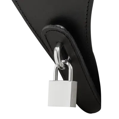 Women's Leather Lockable Chastity G-String