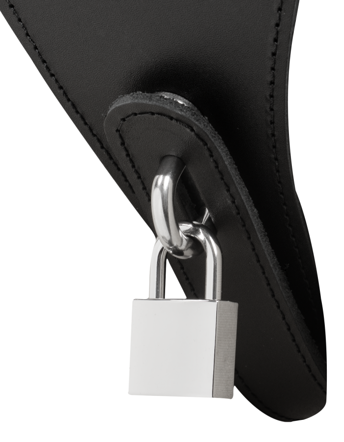 Damen Leder Keuschheits-G-String mit Schloss