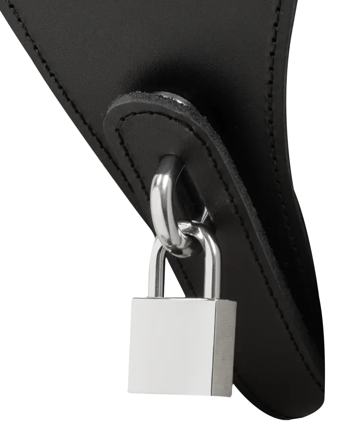 Women's Leather Lockable Chastity G-String