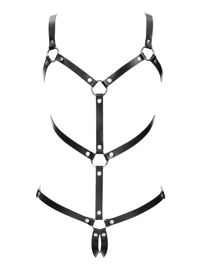 Women's Open Cup Leather Body Harness