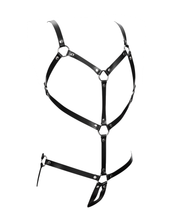 Women's Open Cup Leather Body Harness