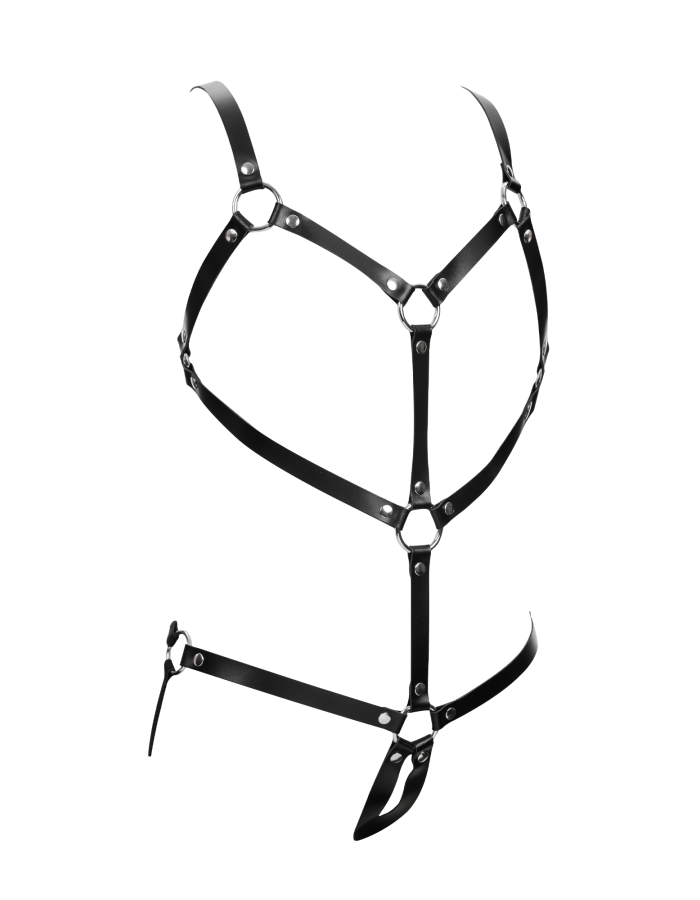 Women's Open Cup Leather Body Harness