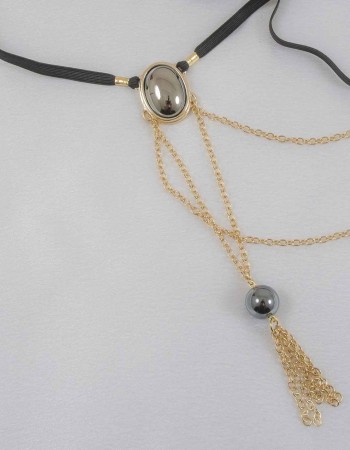 Wotan - Men's Hematite G-String with Pendant Tassel in Gold