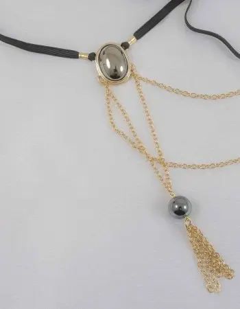 Wotan - Men's Hematite G-String with Pendant Tassel in Gold