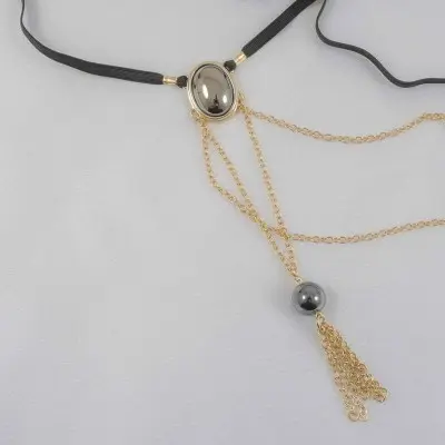 Wotan - Men's Hematite G-String with Pendant Tassel in Gold