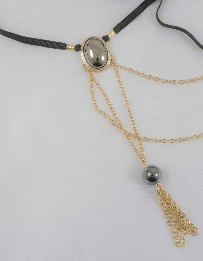 Wotan - Men's Hematite G-String with Pendant Tassel in Gold