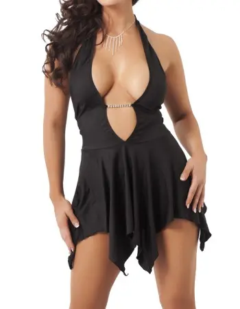 Yakshi - Black Mini Dress With Plunging Neckline