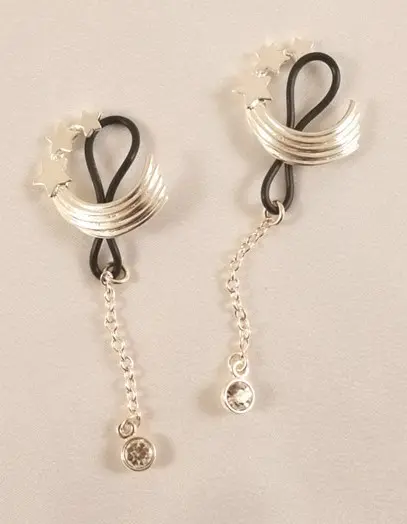 Yin Yuying - Silver Shooting Stars Non-Piercing Nipple Rings
