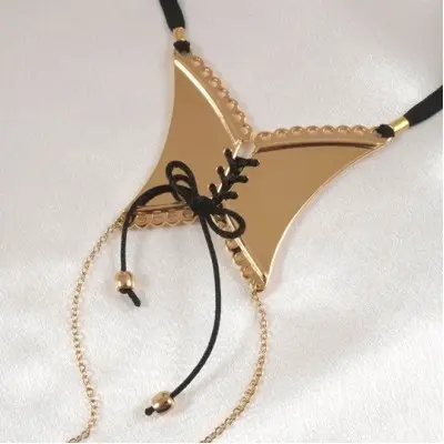 You Belong With Me - Women's Lace Corset G-String in Gold