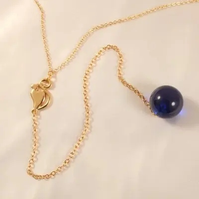 Yuan Qigui - Women's Gold Waist Chain with Cat and Insertable Blue Orb