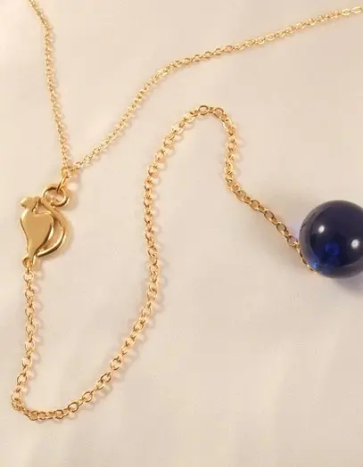 Yuan Qigui - Women's Gold Waist Chain with Cat and Insertable Blue Orb