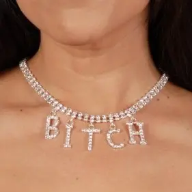 Bitch Crystal Necklace