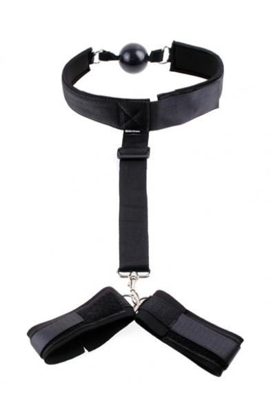 Fetish Fantasy Series Gag and Wrist Restraint - Black