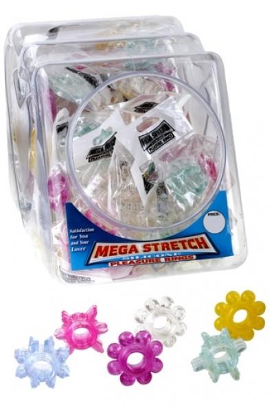 Mega Stretch Silicone Pleasure Rings - 72 Piece Fishbowl