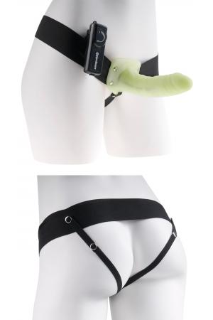 Fetish Fantasy Series for Him or Her Vibrating Hollow Strap-on - Glow in the Dark