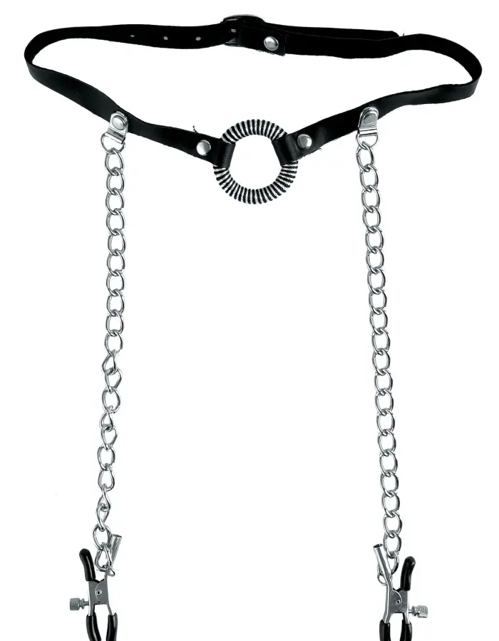 Fetish Fantasy Series O-Ring Gag With Nipple Clamps