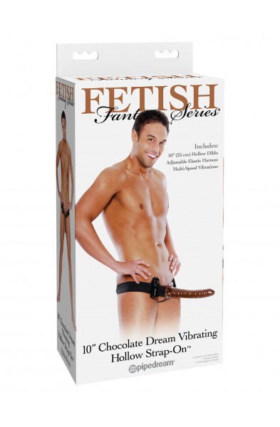 Fetish Fantasy Series 10 Inch Chocolate Dream Vibrating Hollow Strap-On