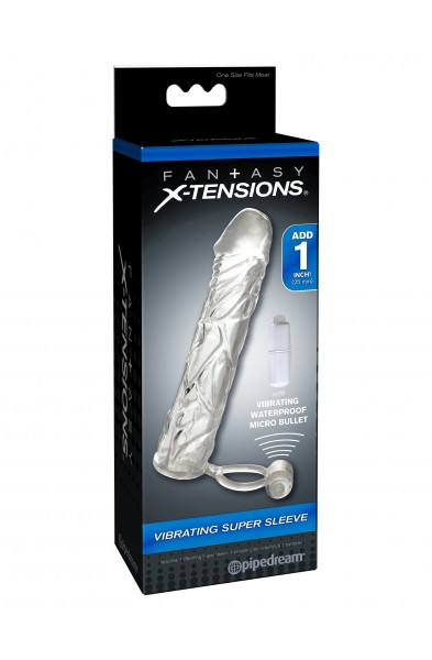 Fantasy X-Tensions Vibrating Super Sleeve - Clear