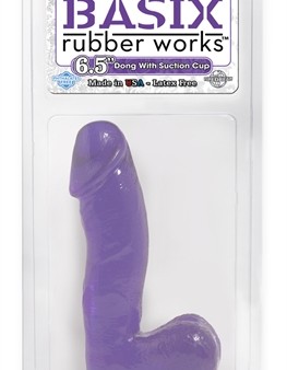 Basix Rubber Works - 6.5 Inch Dong With Suction Cup - Purple