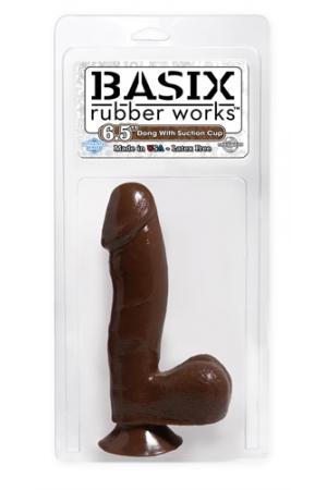 Basix Rubber Works - 6.5 Inch Dong With Suction Cup - Brown