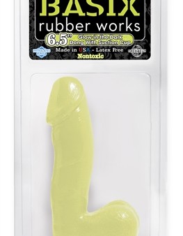 Basix Rubber Works - 6.5 Inch Dong With Suction Cup - Glow-in-the-Dark