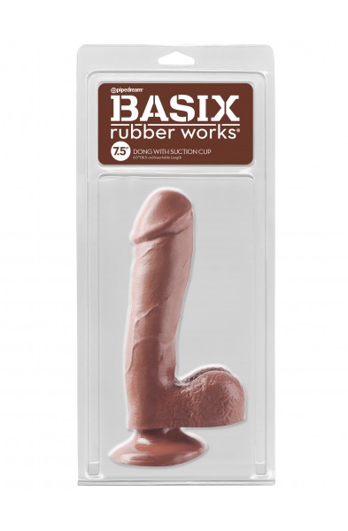 Basix Rubber Works - 7.5 Inch Dong With Suction  Cup - Brown