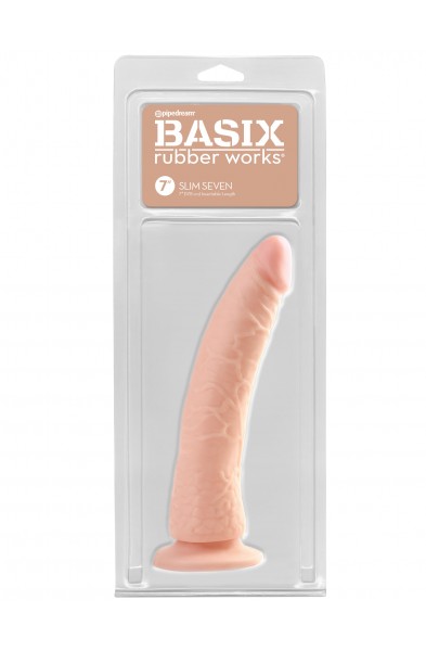 Basix Rubber Works - Slim 7 Inch With Suction Cup - Flesh