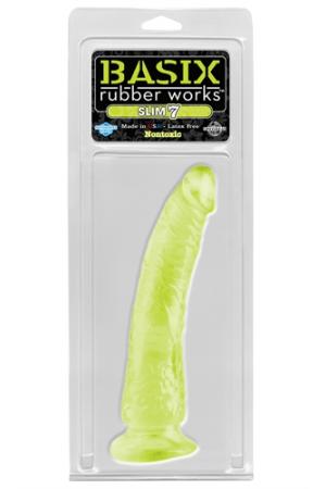 Basix Rubber Works - Slim 7 Inch With Suction Cup - Glow0in-the-Dark