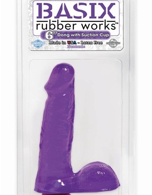Basix Rubber Works - 6 Inch Dong With Suction Cup - Purple