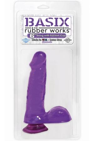 Basix Rubber Works - 6 Inch Dong With Suction Cup - Purple