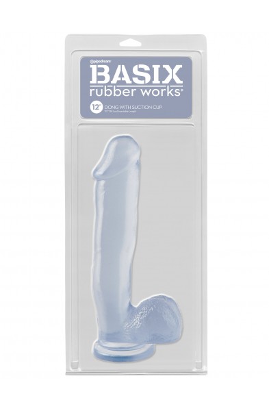 Basix Rubber Works 12 Inch Dong With Suction Cup - Clear