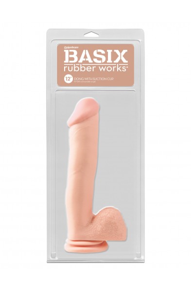 Basix Rubber Works 12 Inch Dong With Suction Cup - Light